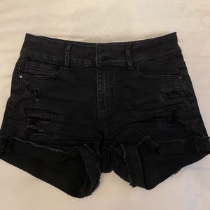 Ripped Black Denim Shorts